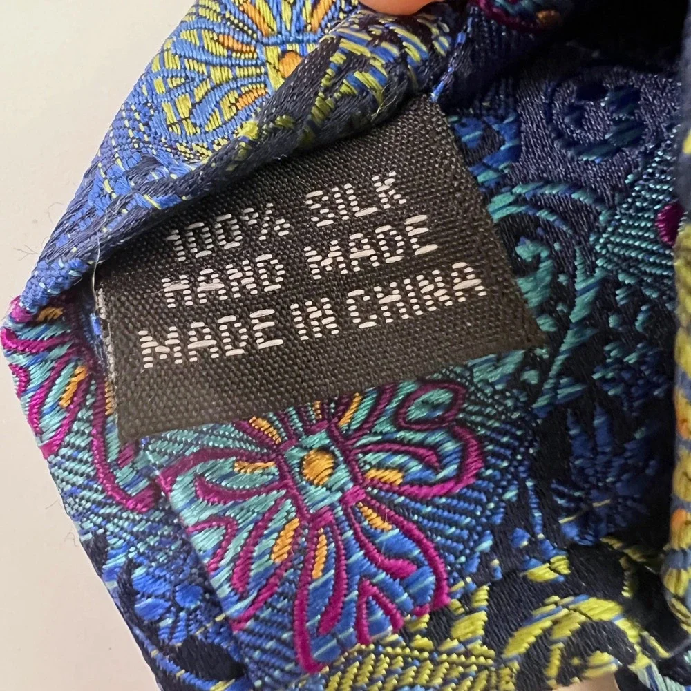 The Big Knot by Steven Land Mens Silk Tie Blue Purple Floral Paisley Wide 4 Inch
